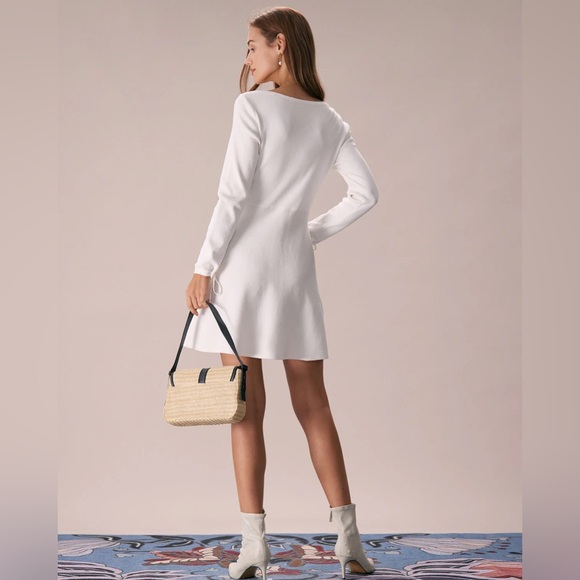 NWT RIHOAS The White Square Neck Sweater Mini Dress Sz S - Picture 5 of 7